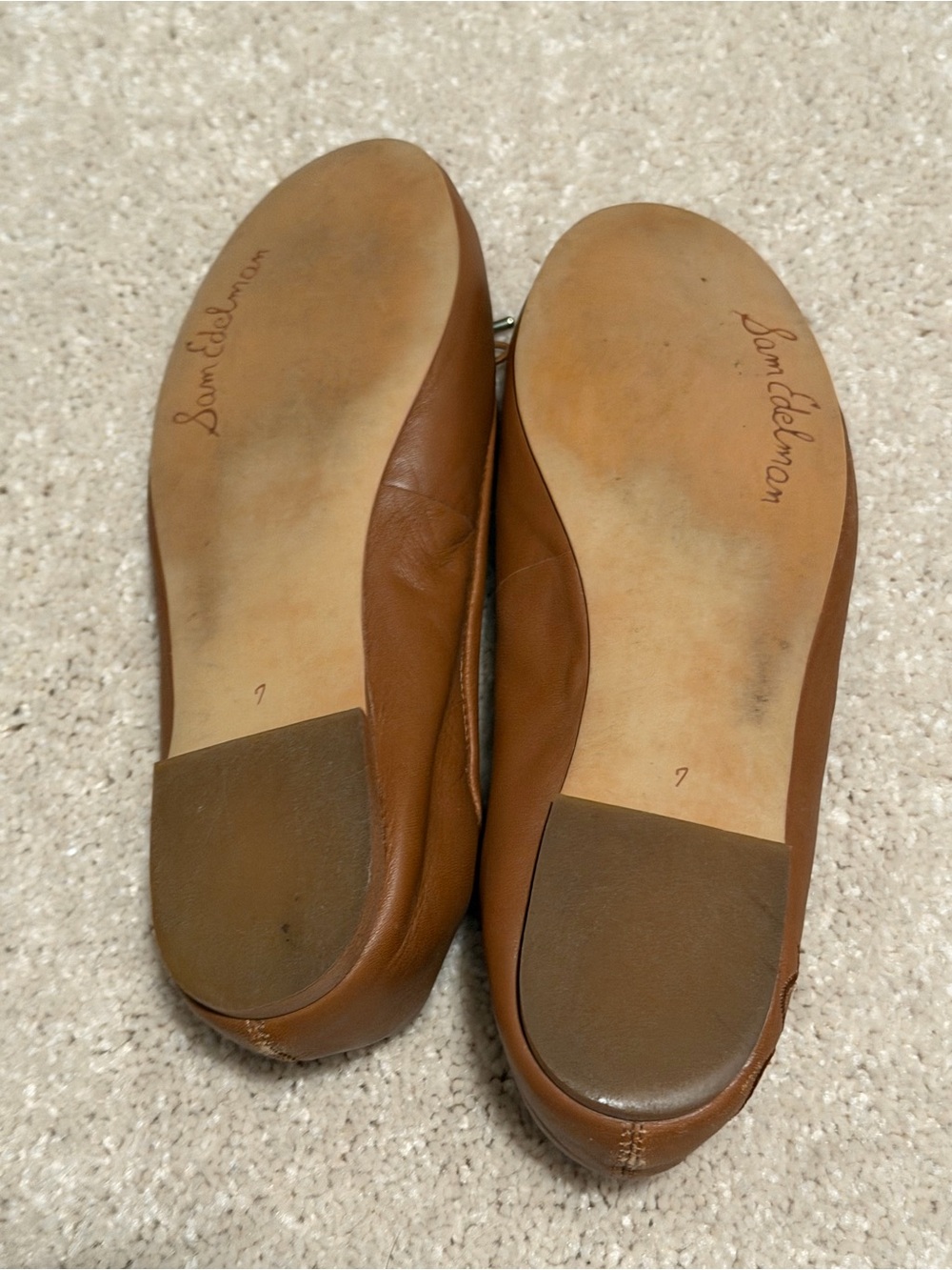 Sam Edelman Cognac Leather Ballet Flats with Bow - Picture 2 of 4
